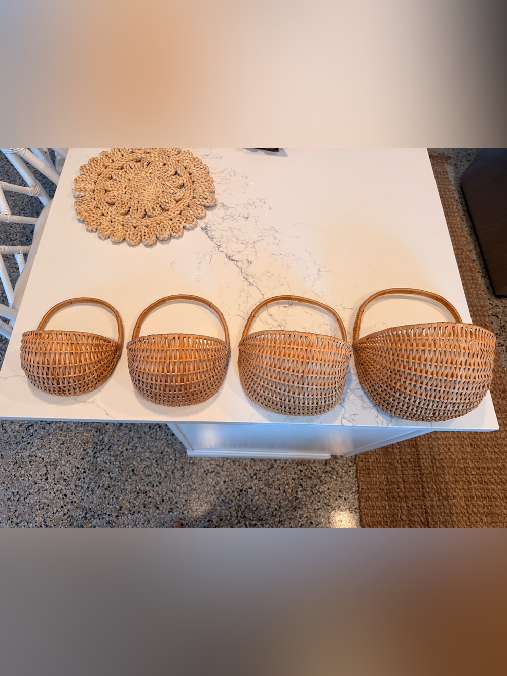 Nesting Woven Baskets with Handles - Rattan/Wicker
